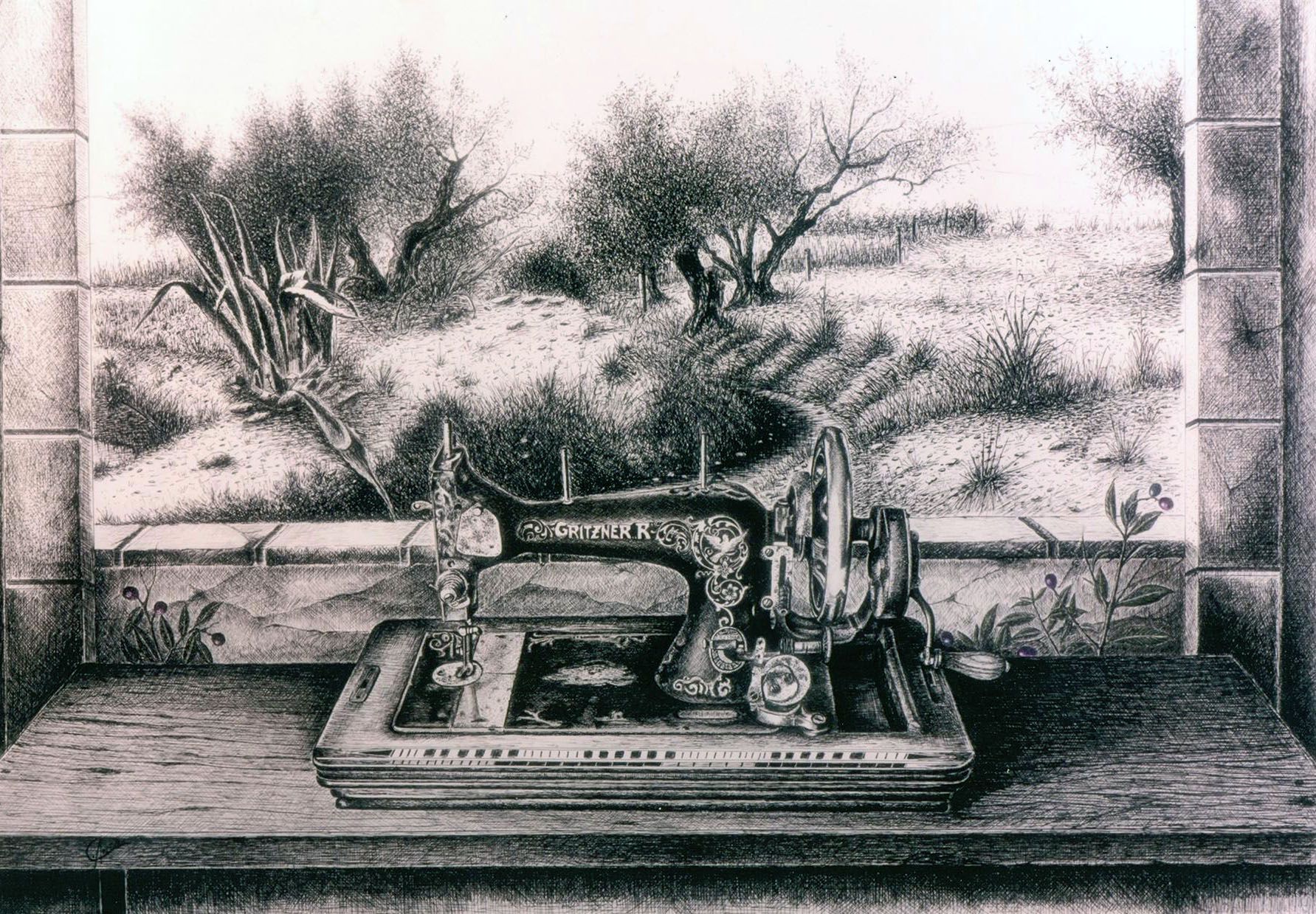 DESDE MI DESVAN, (Tinta y color 100 x 90 cm.)
