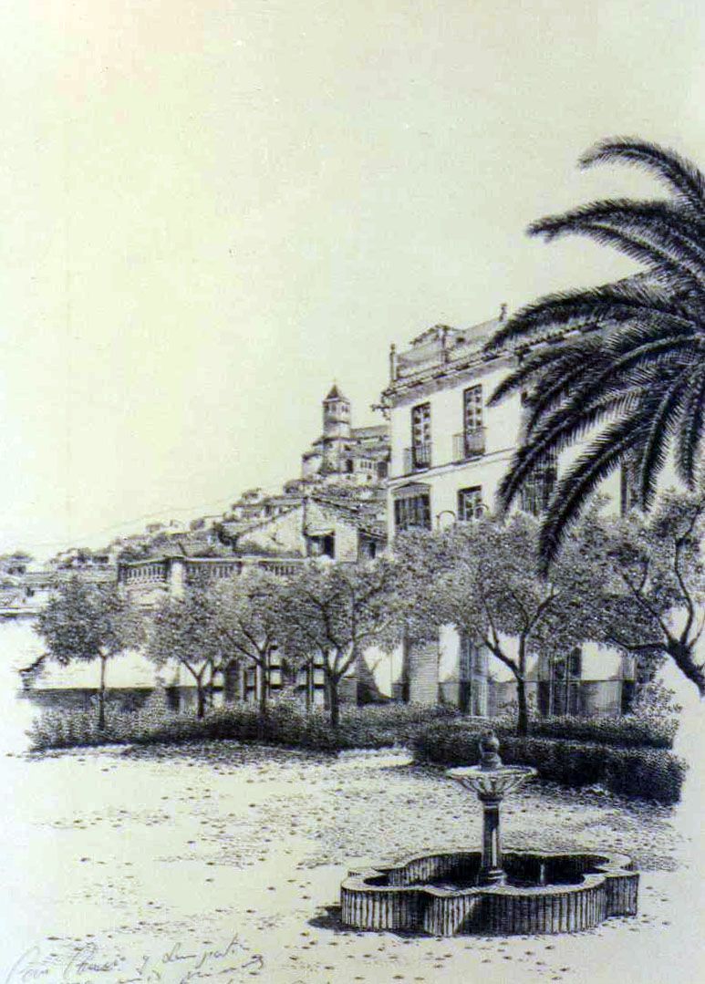 Plaza del Carmen, - Exposición Caja de Ahorros Provincial 1992 Carpeta(Tinta 50 x 35 cm.)