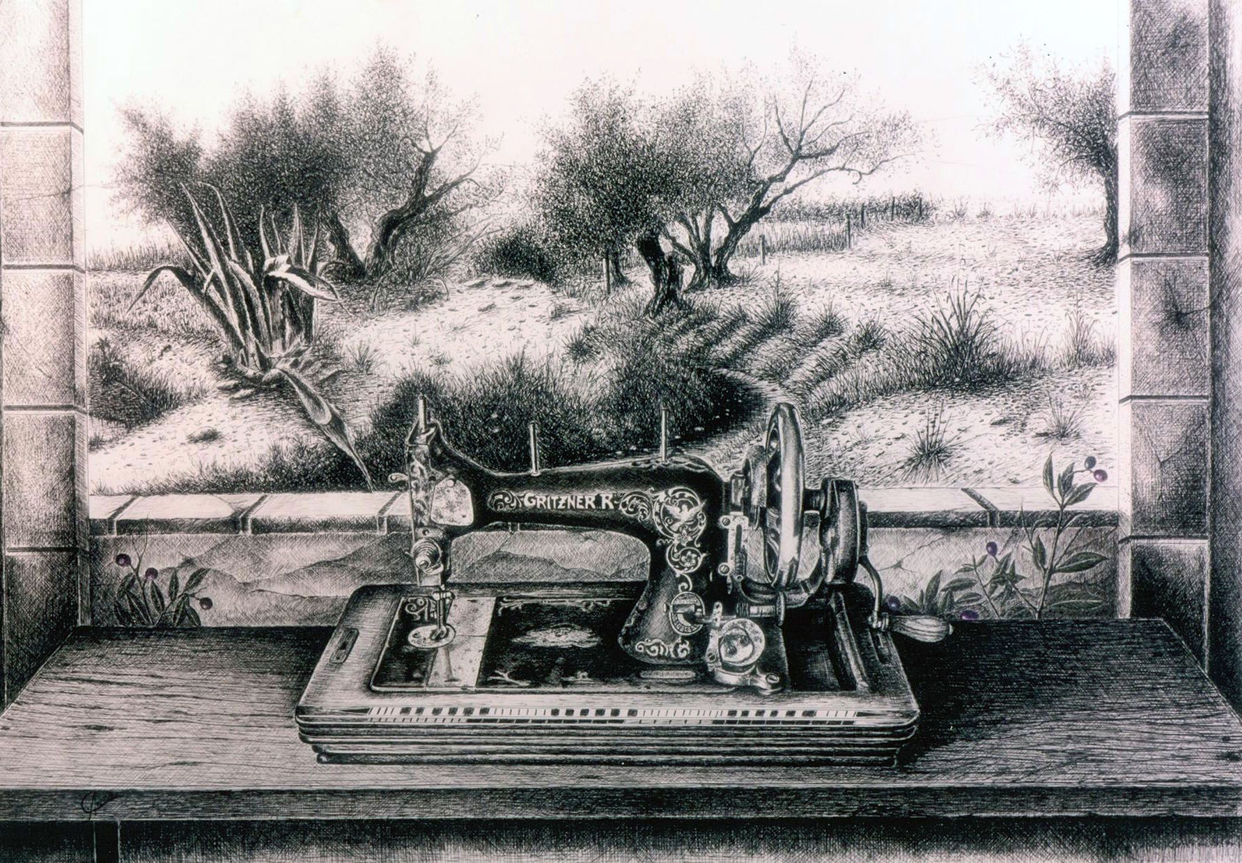 _plumilla_antologia_10_DESDE MI DESVAN, (Tinta y color 100 x 90 cm.)1999