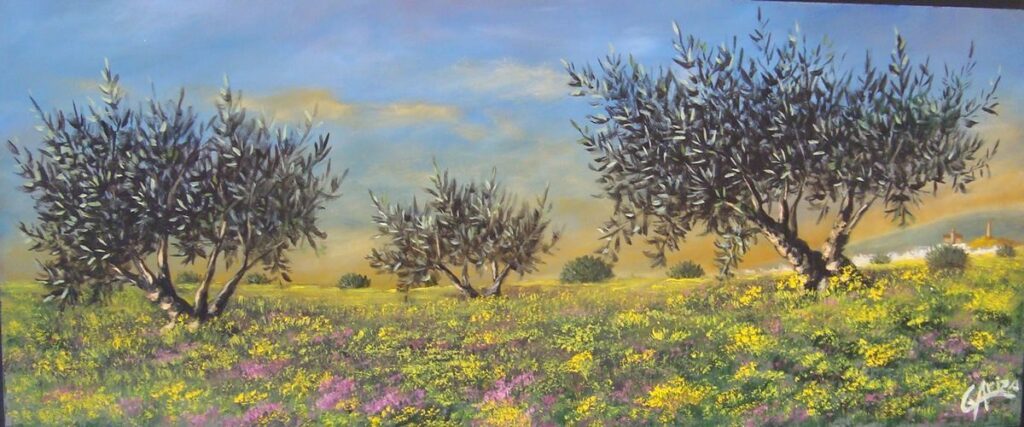 Rincón primaveral, óleo sobre tabla de 60 x 30 cm